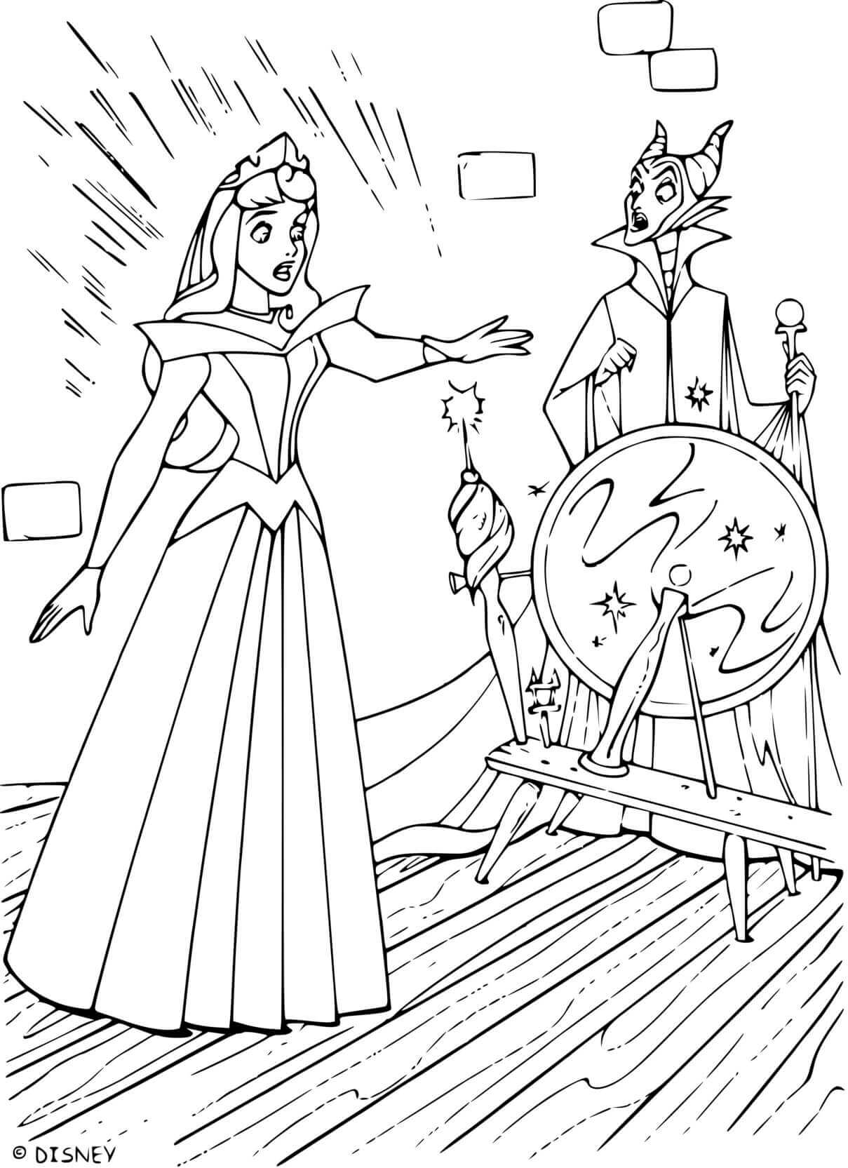 Coloriage La Belle Au Bois Dormant Et La Fée Du Mal Maléfique - La Belle au bois dormant à imprimer