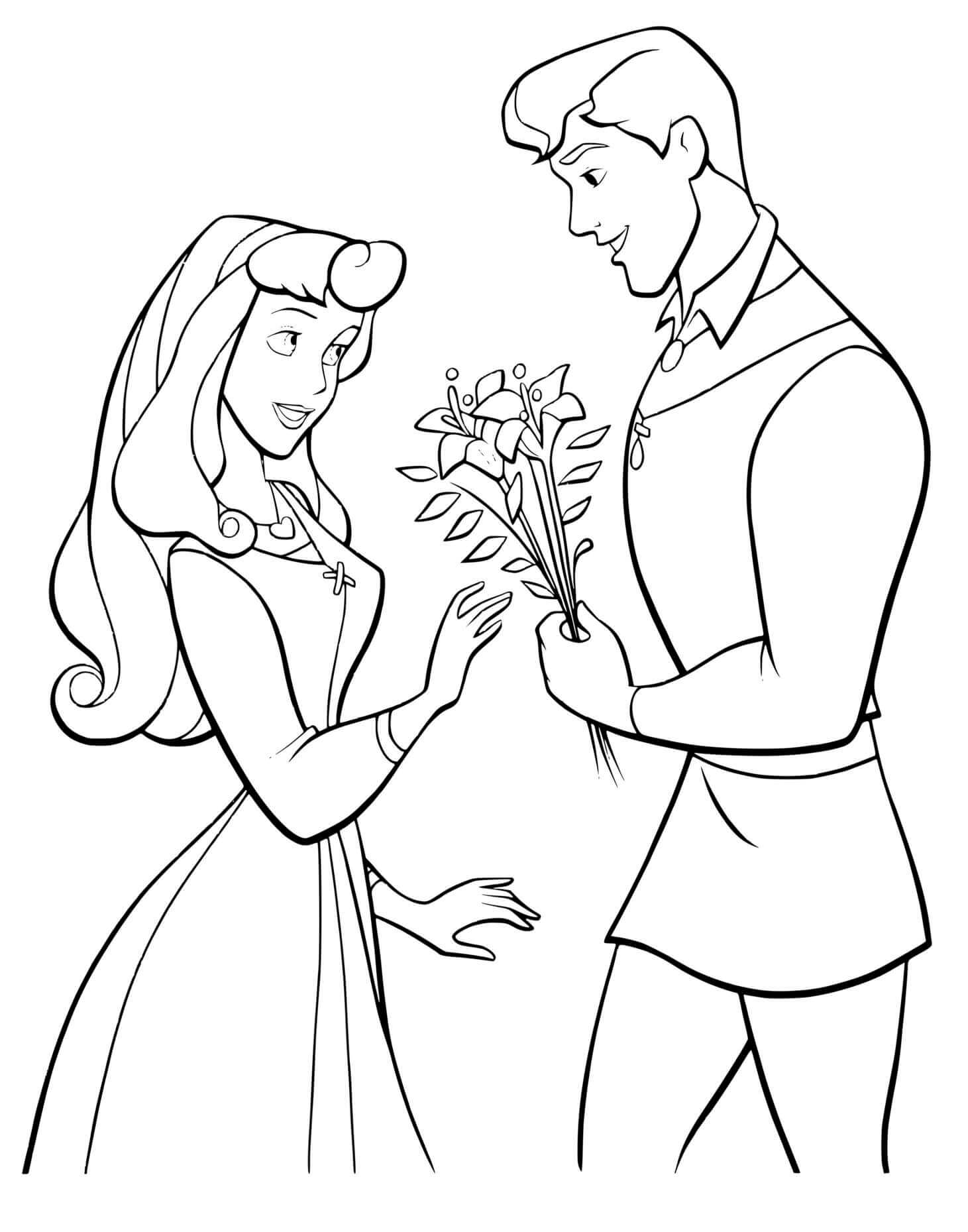 Coloriage Princesse féerique Aurore et les trois fées - La Belle au bois dormant à imprimer