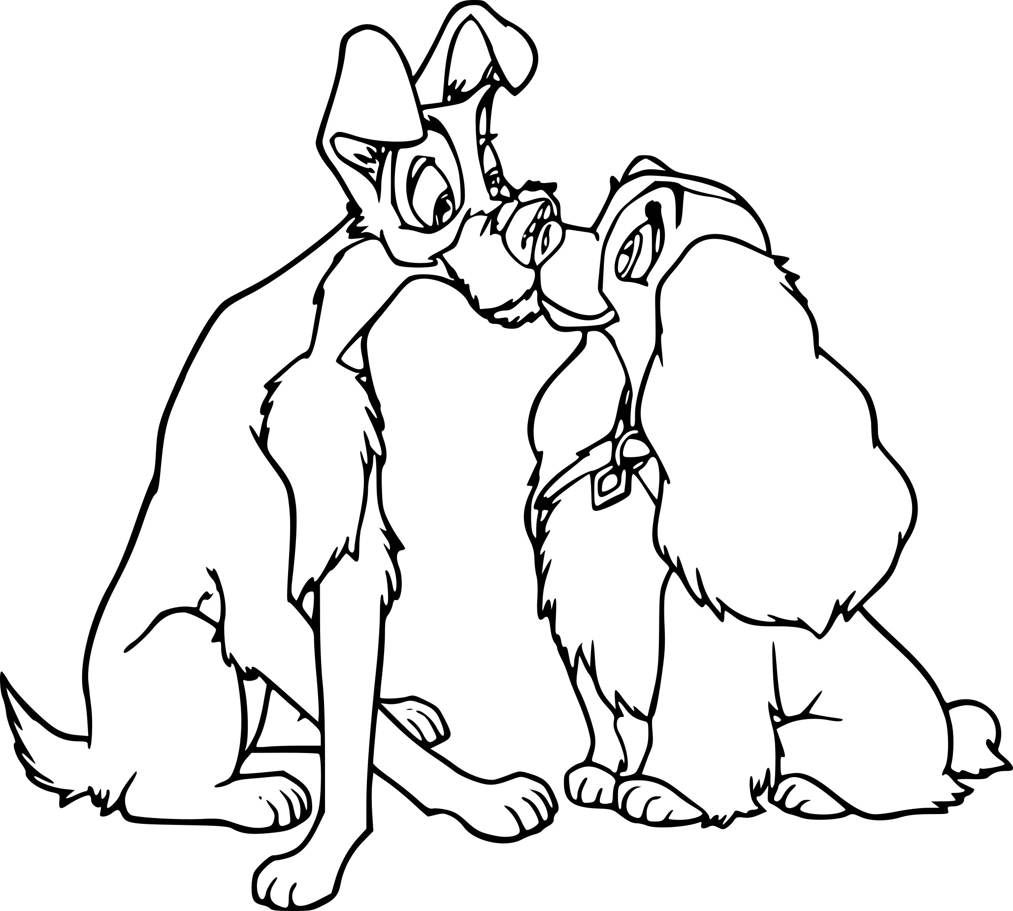 Coloriage La Belle Et Le Clochard Amoureux - Alphabet disney à imprimer