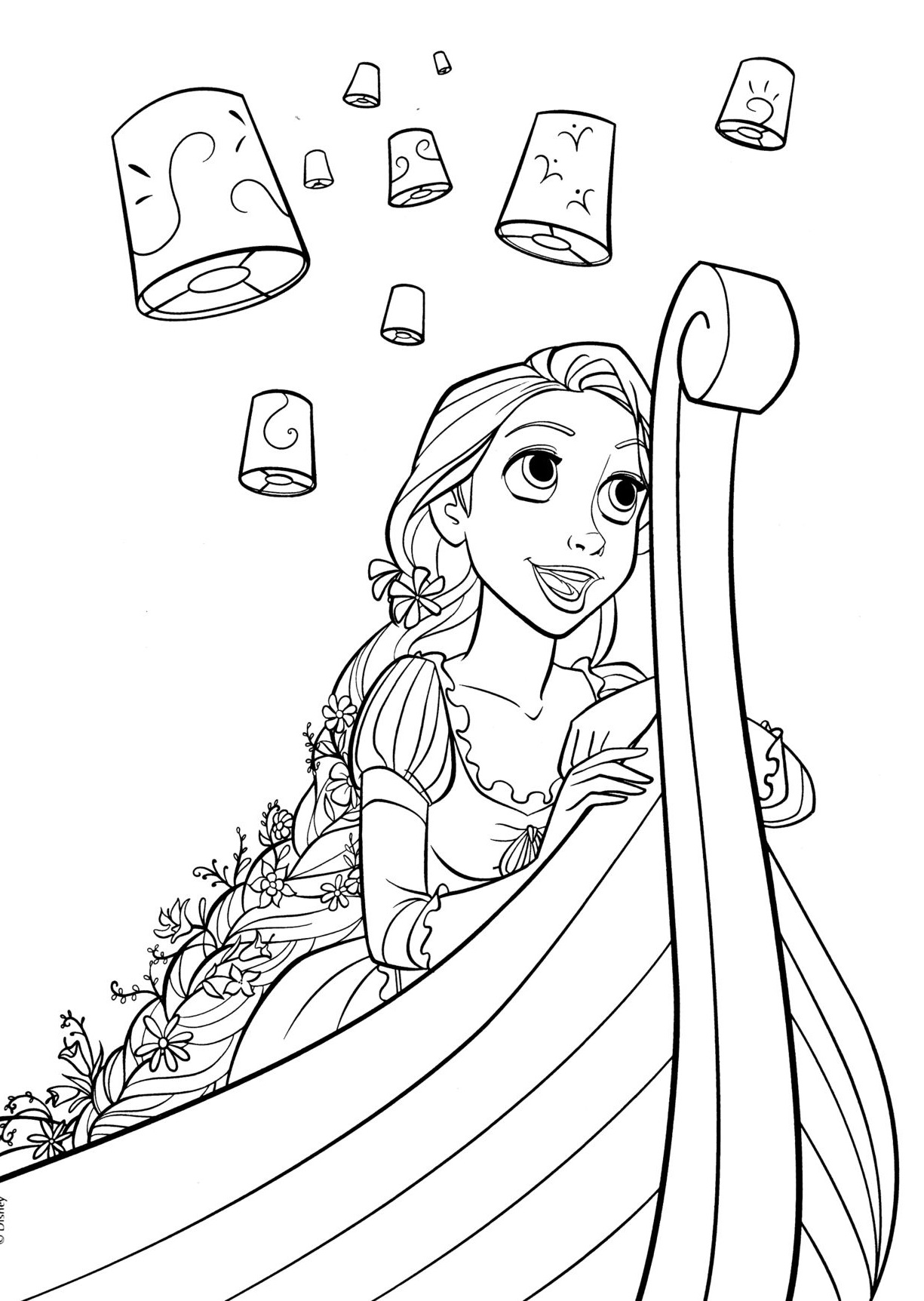 Coloriage La Belle Fille Raiponce - Fille à imprimer