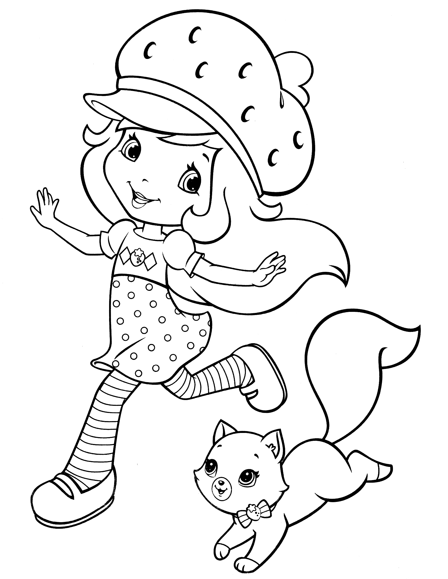 Coloriage La Belle Fraisinette Et Son Chat - Charlotte aux fraises fraisinette à imprimer
