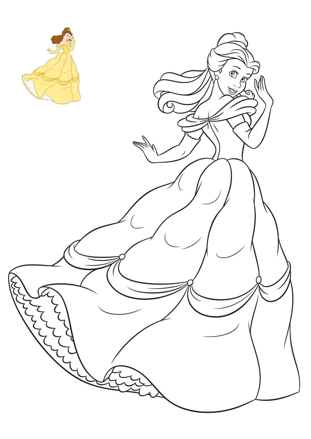 Coloriage La Belle Princesse Disney De France - La Belle et la Bête à imprimer