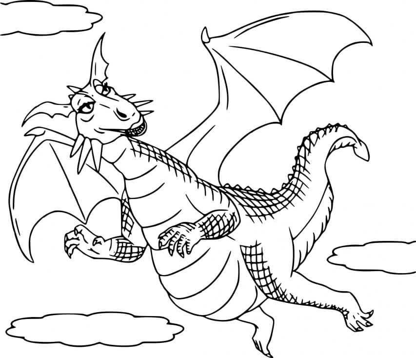 Coloriage La Dragonne Rejoint Son Compagnon Âne - Shrek à imprimer