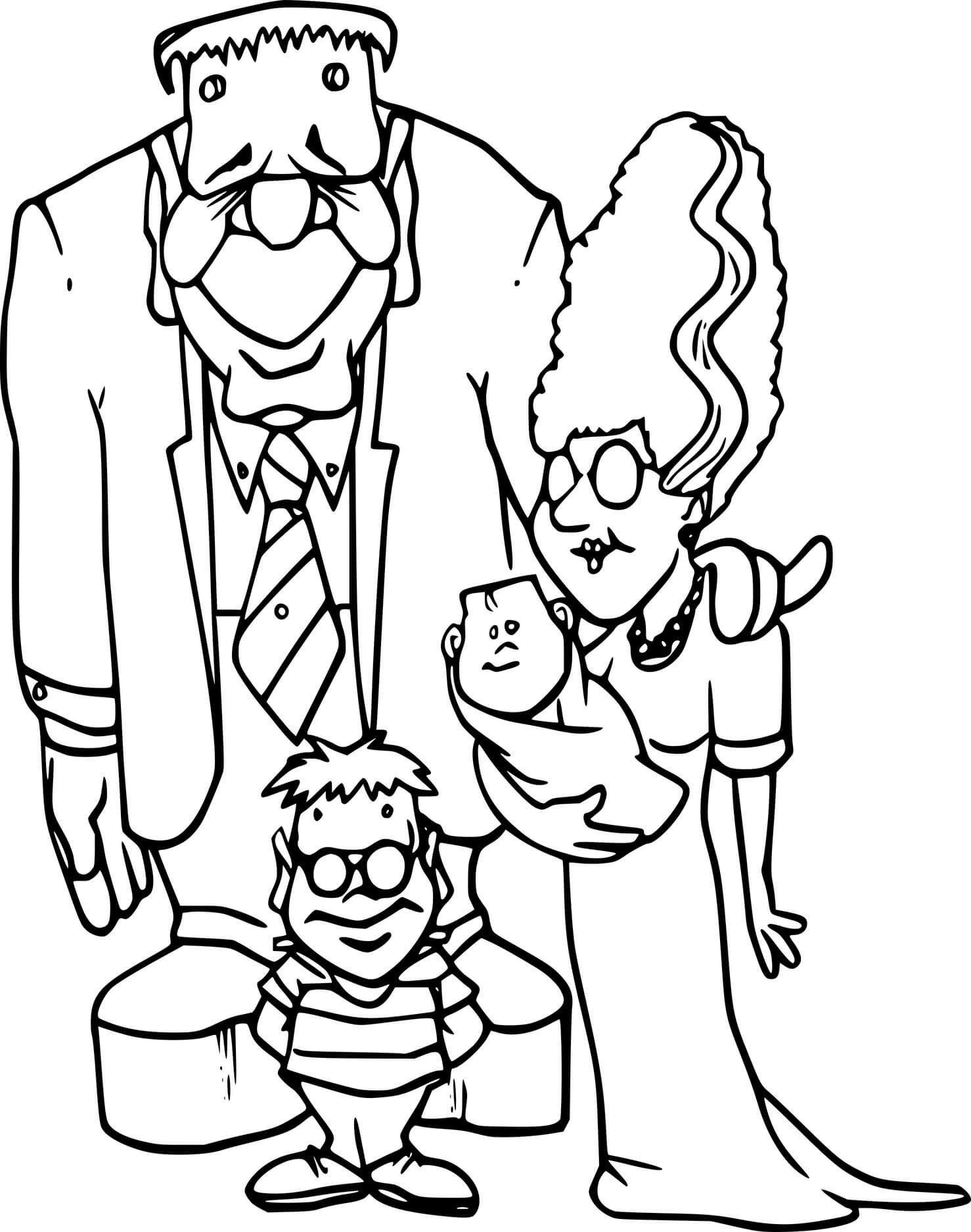 Coloriage La Famille De Frankenstein - Frankenstein à imprimer