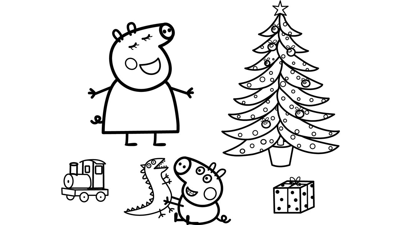 Coloriage La Famille Peppa Pig 25 Décembre Noël - Peppa pig à imprimer