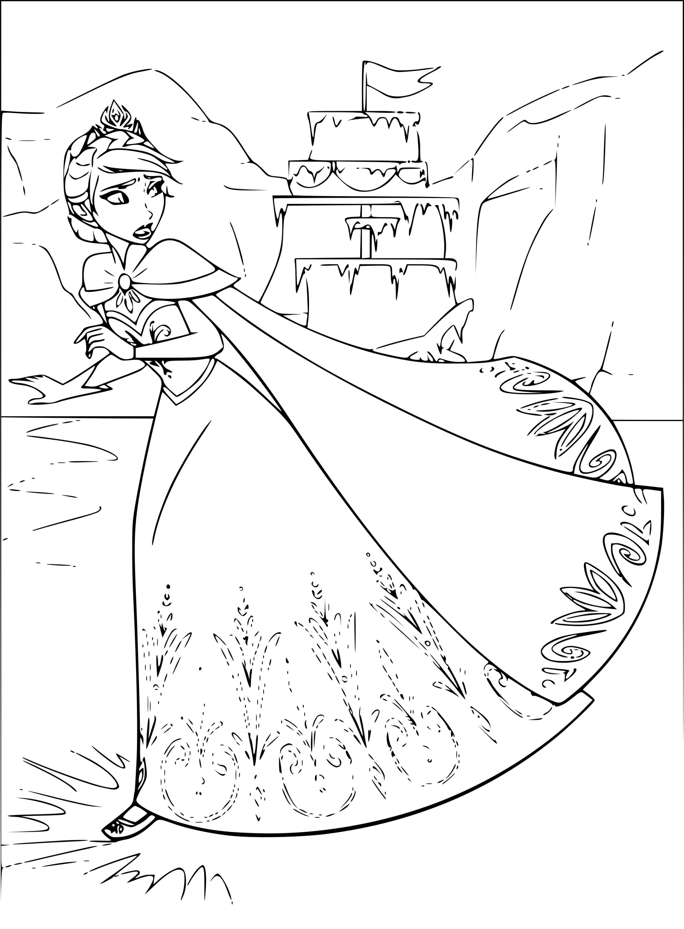 Coloriage La Fuite De Elsa - La Reine des neiges à imprimer