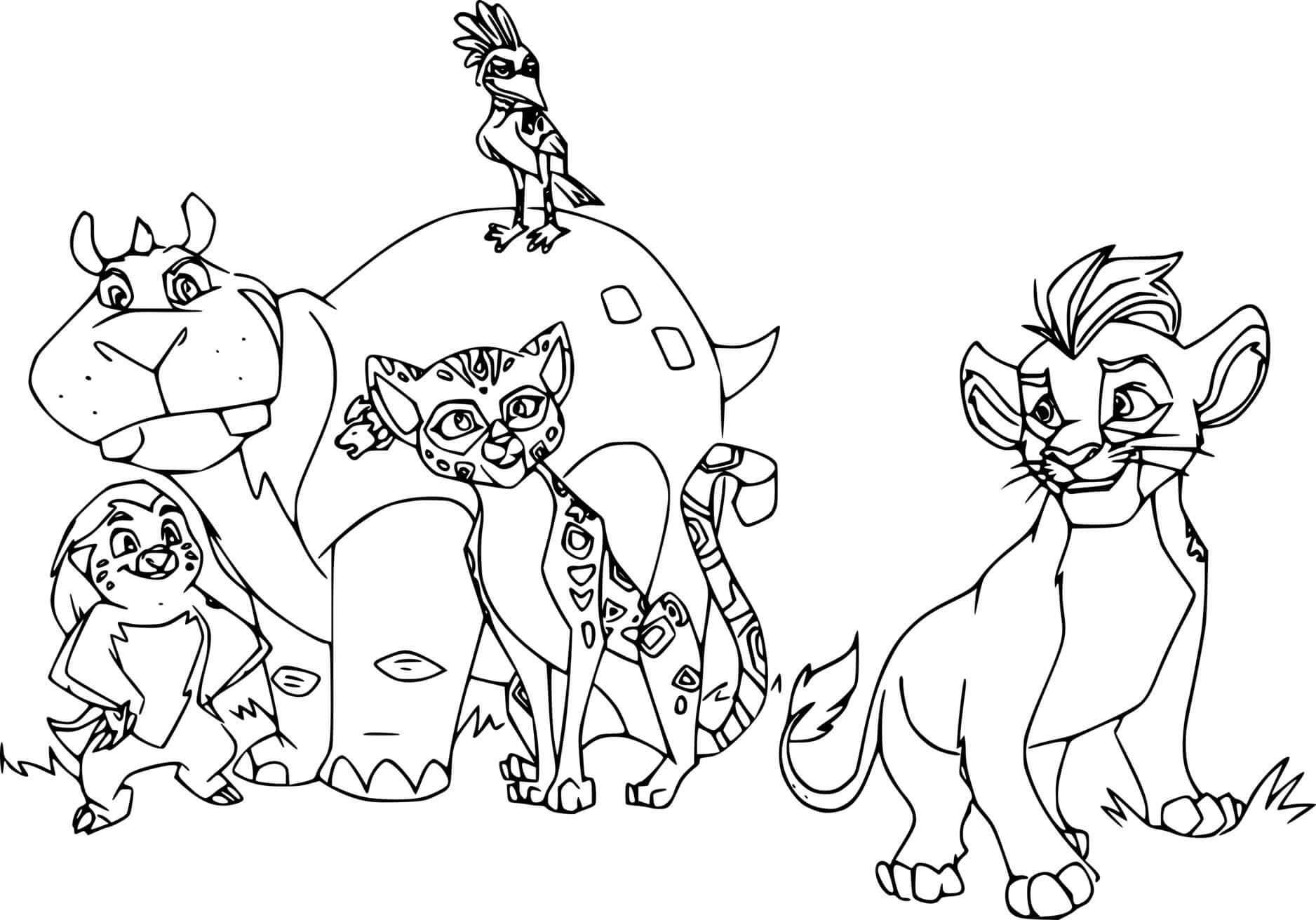 Coloriage Les Membres de La Garde du Roi Lion - La Garde du Roi lion à imprimer