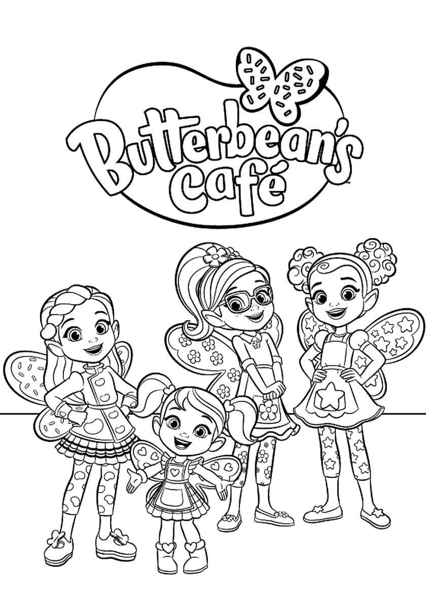Coloriage La Grande Famille Butterbeans Café - Butterbean's Café enchanté à imprimer