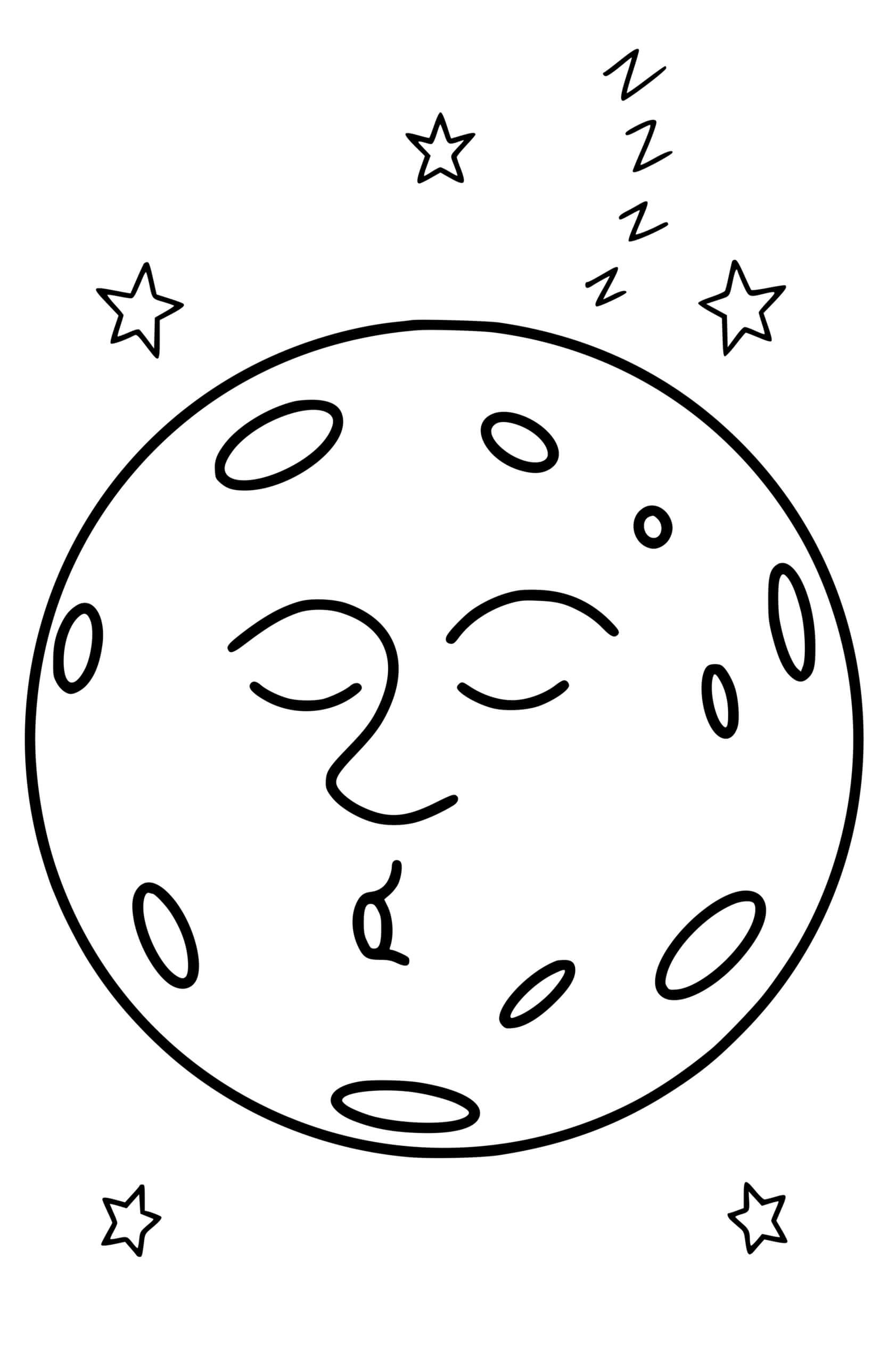 Coloriage La Lune Entrain De Dormir Près Des Étoiles - Lune à imprimer