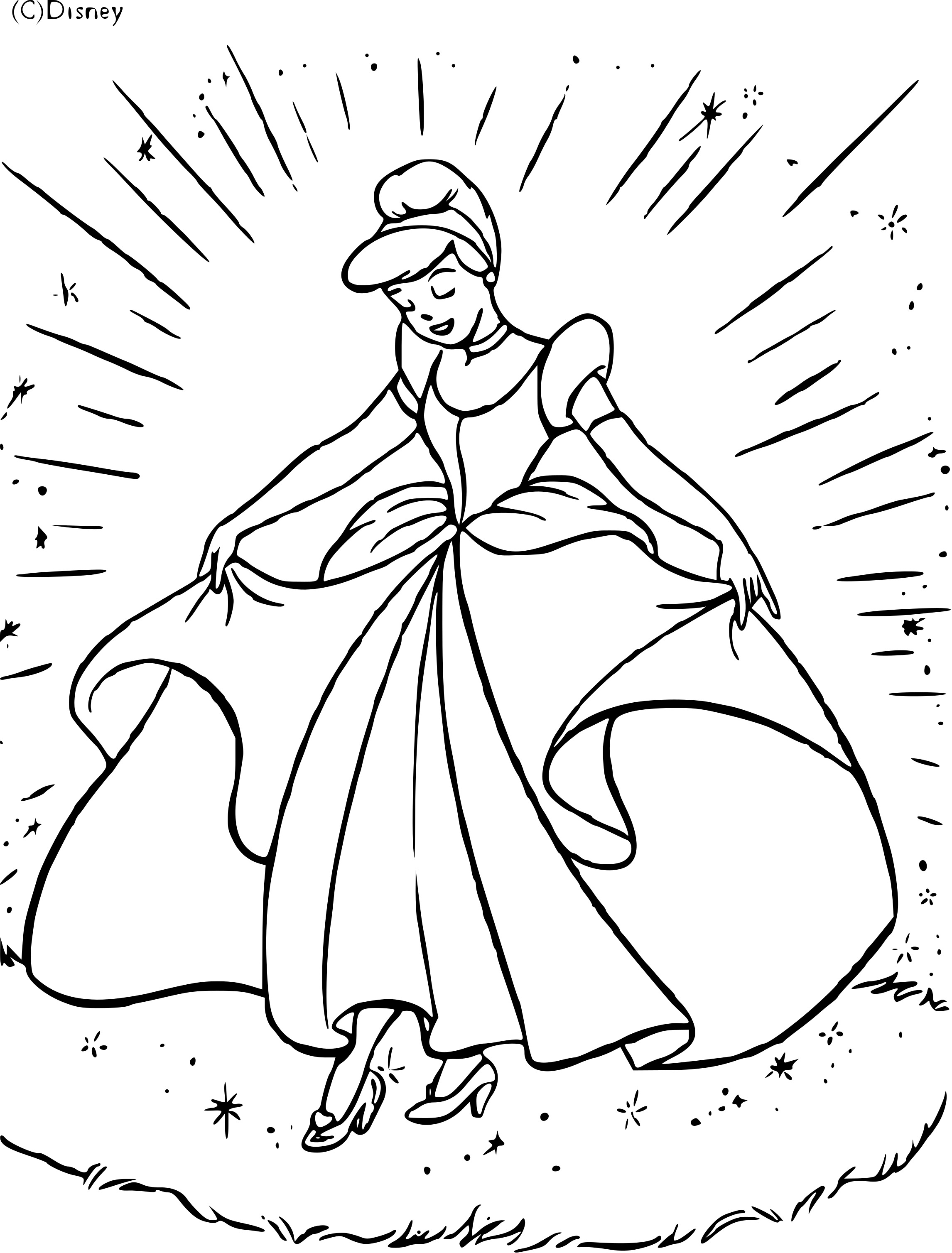Coloriage La Magnifique Cendrillon - Cendrillon à imprimer