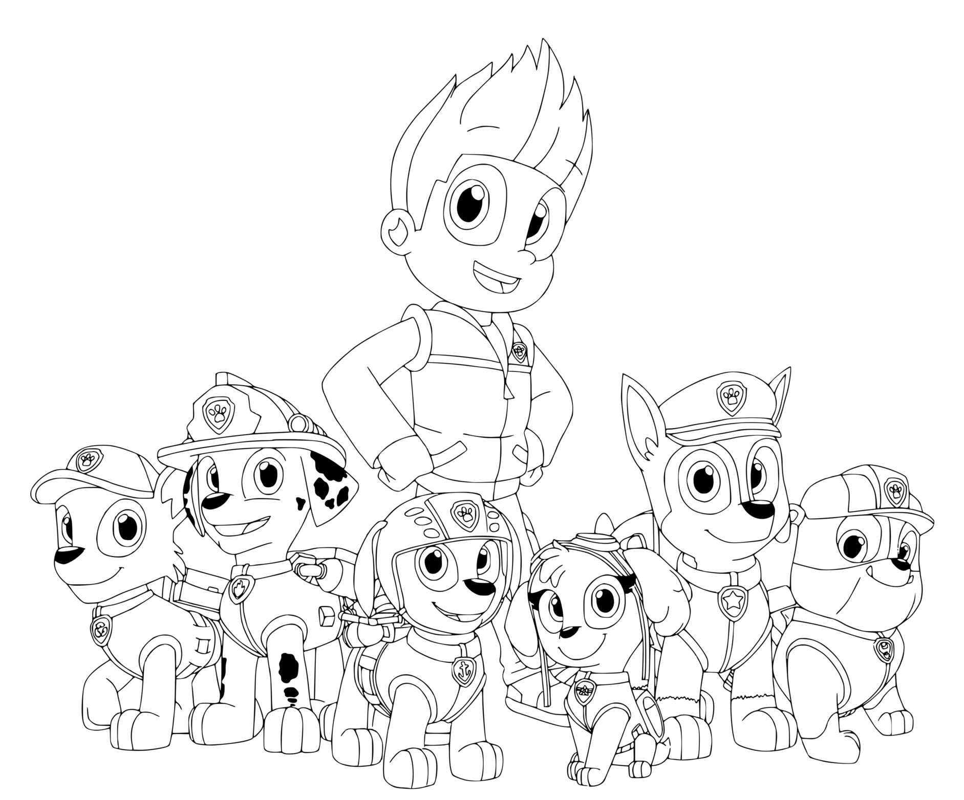 Coloriage La Patrouille De Huit Chiens Menee Par Ryder Le Jeune Garçon De Dix Ans - Pat patrouille à imprimer