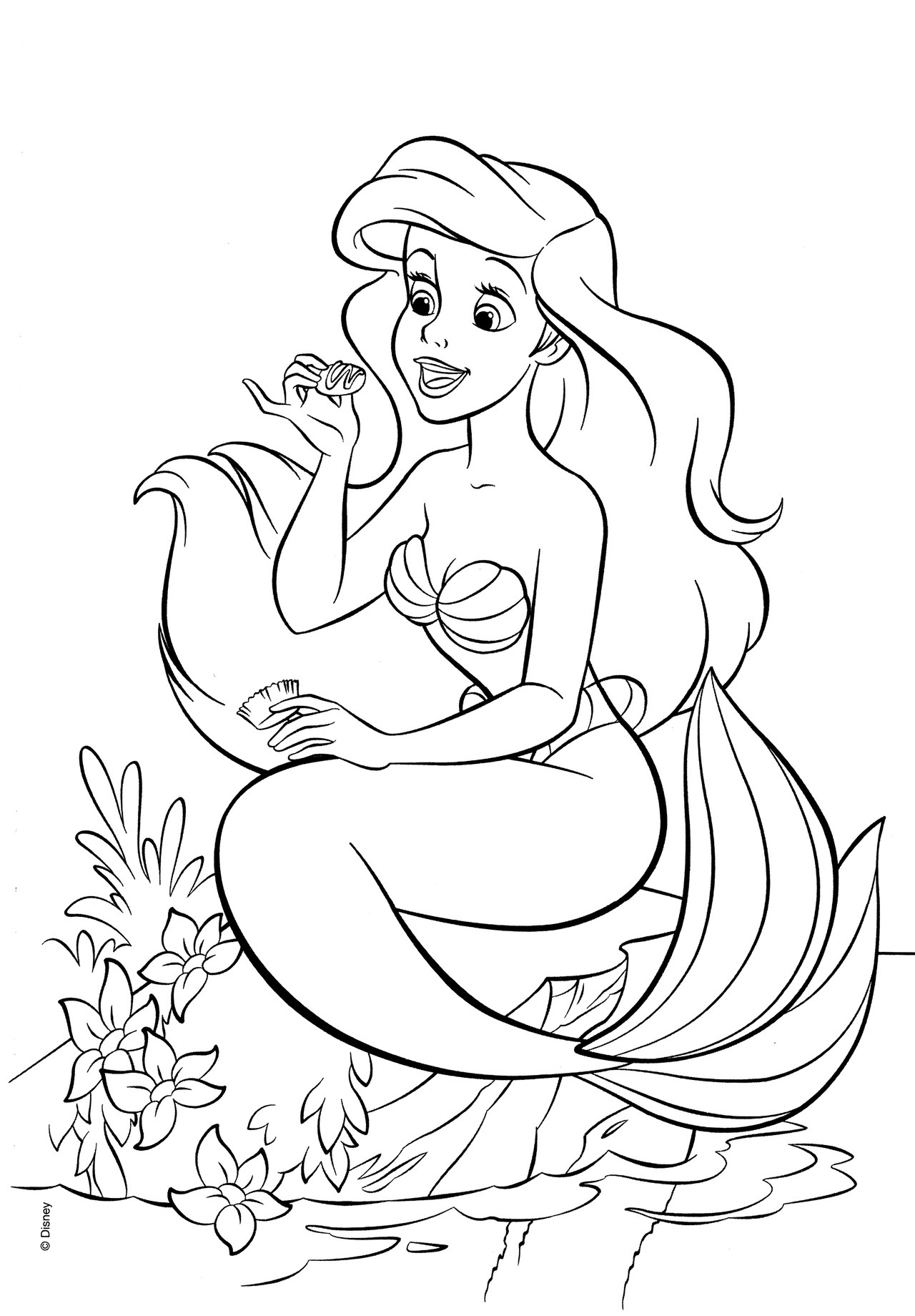 Coloriage La Petite Sirène Adore Le Chocolat - Ariel la petite sirène à imprimer
