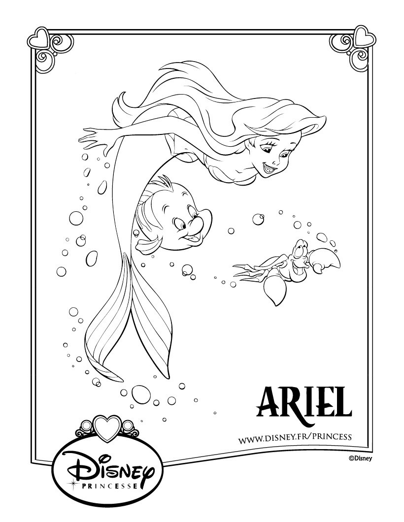 Coloriage La Petite Sirène Disney Princesse - Ariel la petite sirène à imprimer