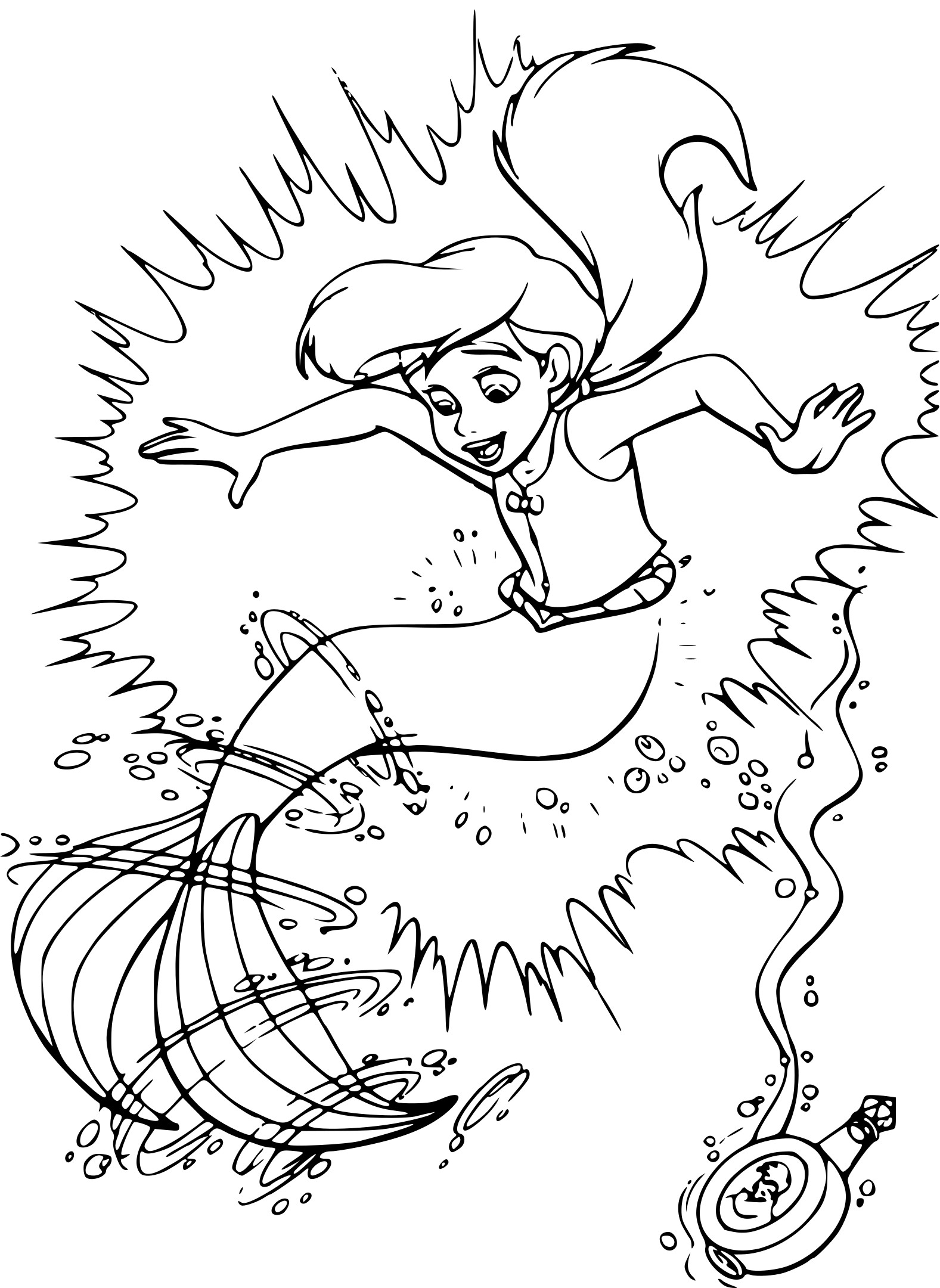 Coloriage La Petite Sirène Petite - Ariel la petite sirène à imprimer