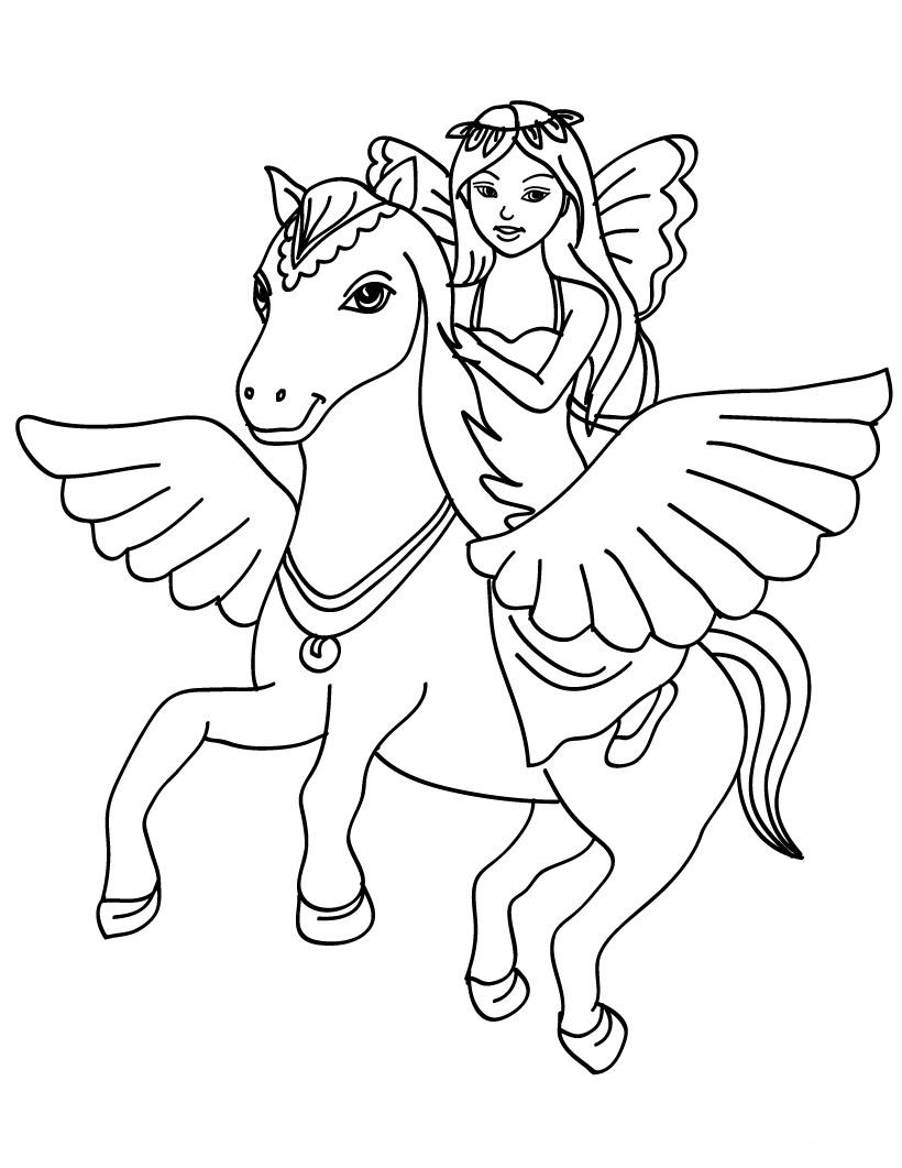 Coloriage La Princesse Et Son Cheval - Cheval à imprimer