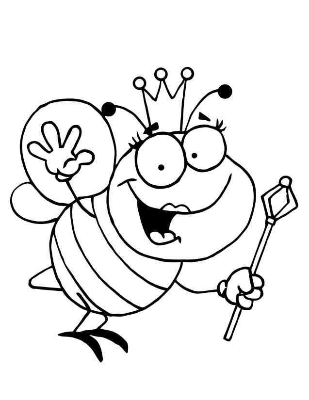Coloriage La Reine Abeille - Abeille à imprimer