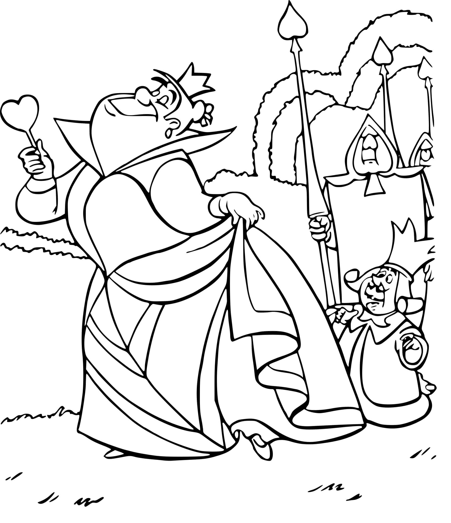 Coloriage La Reine De Cœur Femme Méchante - Alice au pays des merveilles à imprimer