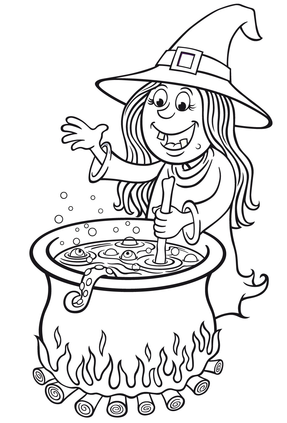 Coloriage La Sorcière Et Son Chaudron - Halloween sorciere à imprimer