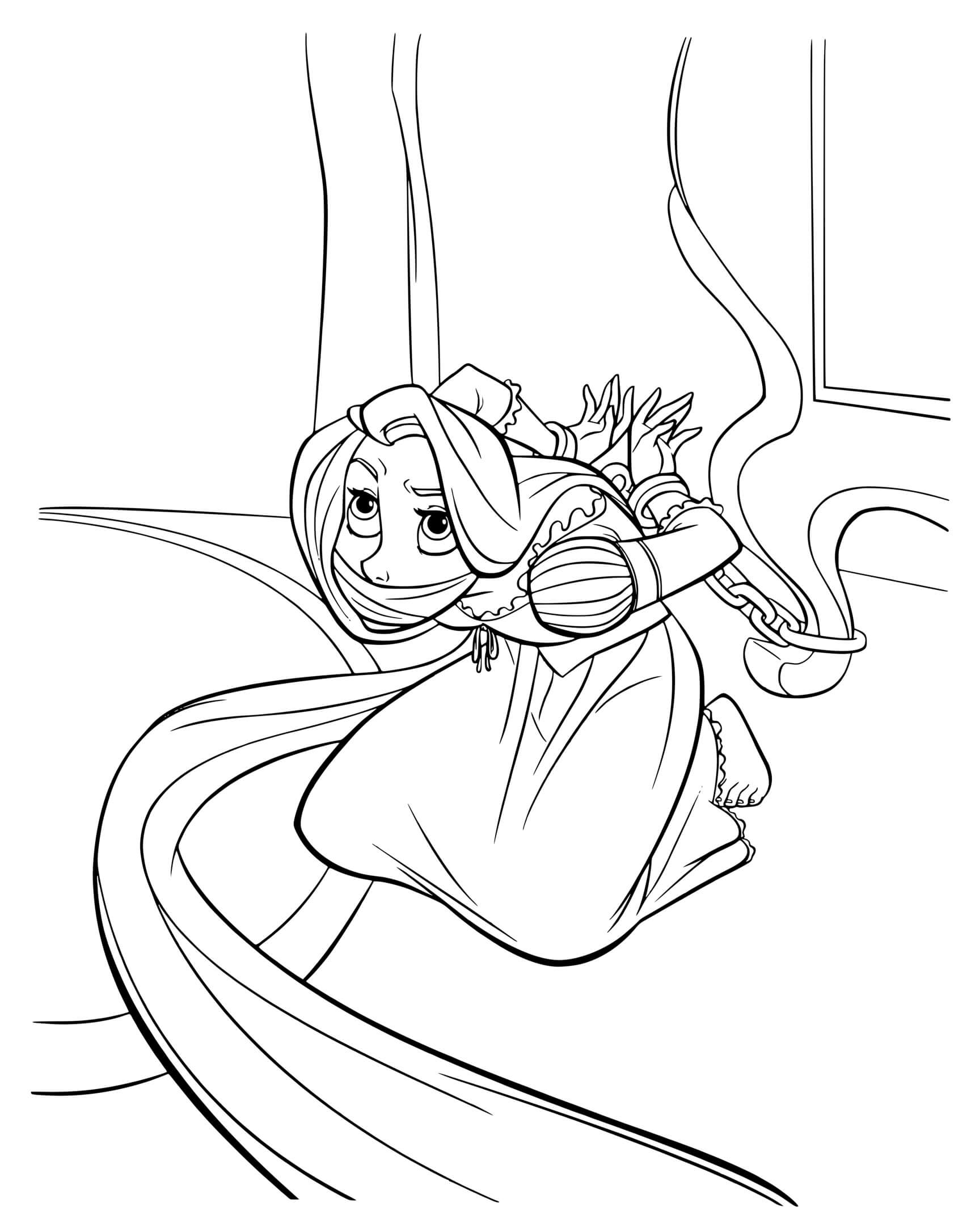 Coloriage La Sorcière Gothel A Enferme La Princesse Dans Le Château - Raiponce à imprimer