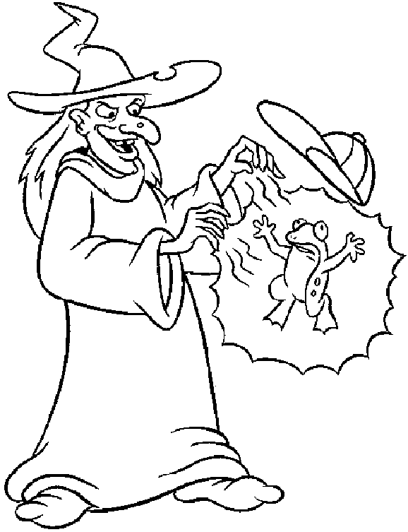 Coloriage La Soricere Transforme Le Petit Garçon En Crapaud - Halloween sorciere à imprimer