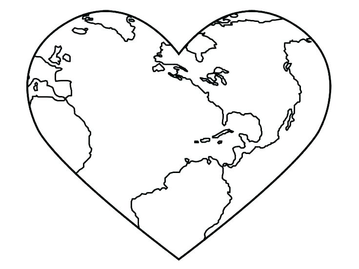 Coloriage La Terre En Forme De Cœur Pour La Journée De La Terre - Jour de la Terre à imprimer