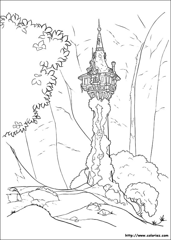 Coloriage La Tour De Raiponce Princesse - Raiponce à imprimer