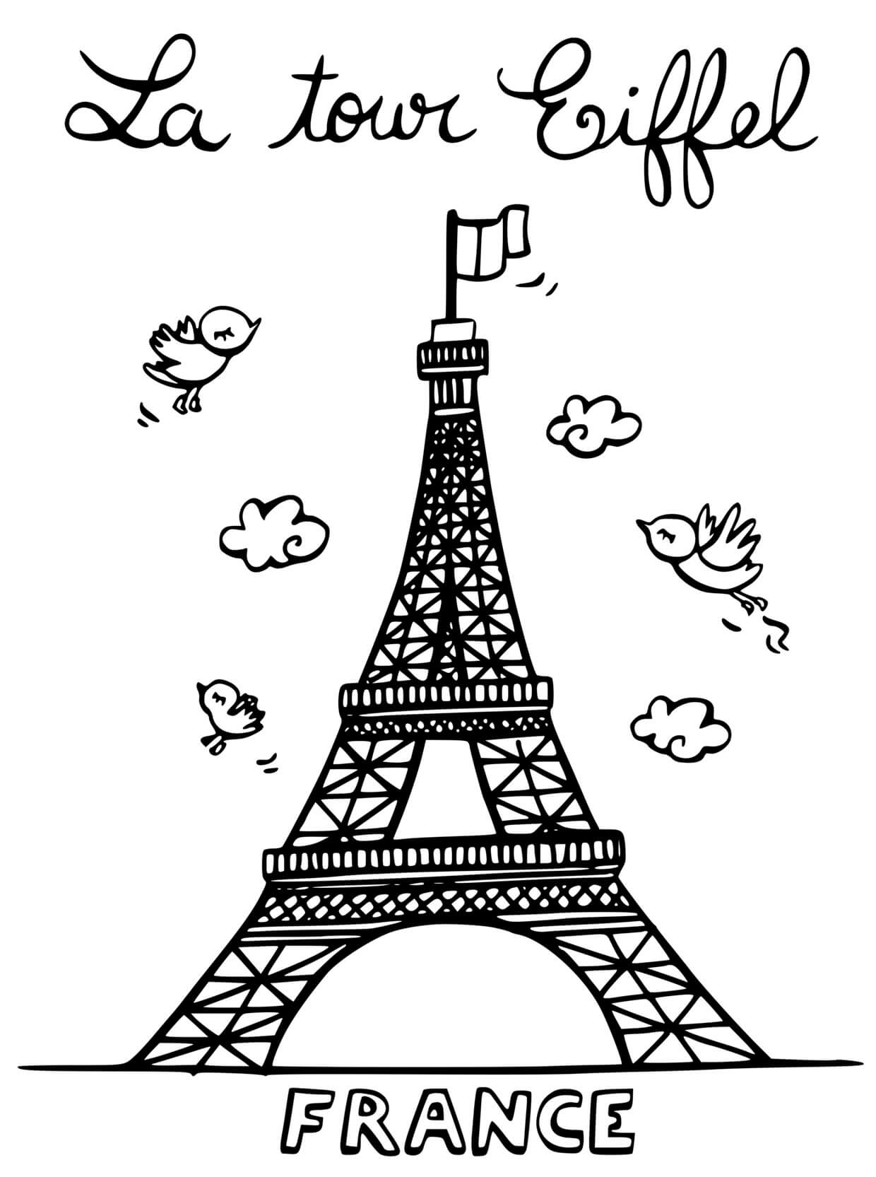 Coloriage La Tour Eiffel De Paris En France - Tour Eiffel à imprimer