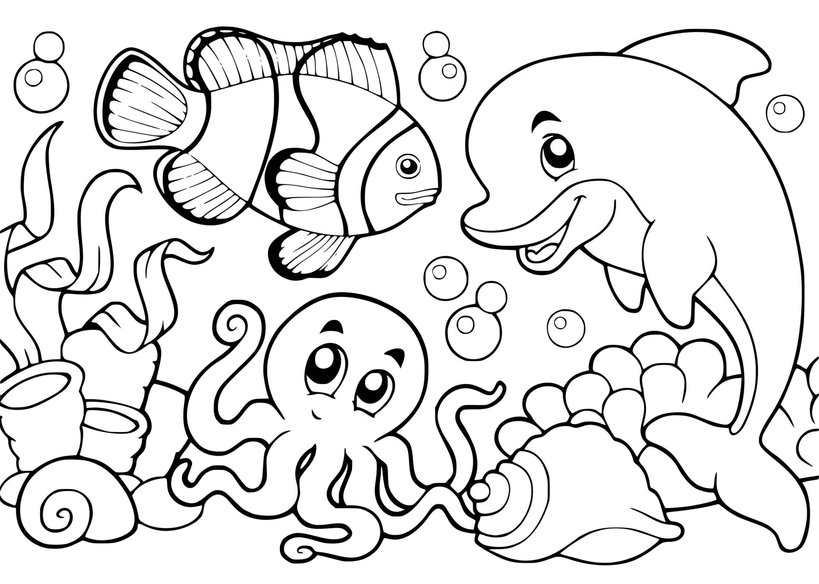 Coloriage La Vie Sous Marine Ocean - Animaux de la mer à imprimer