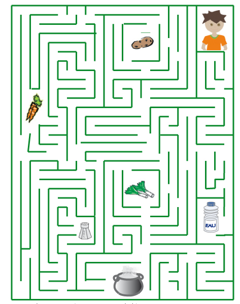 Coloriage Labyrinthe Carotte Biscuit Soupe - Jeux à imprimer à imprimer