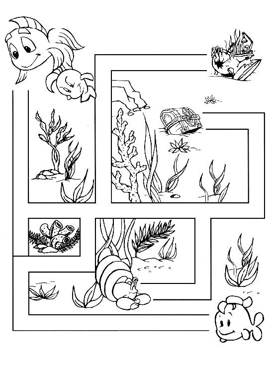 Coloriage Labyrinthe Jeux Poisson - Jeux à imprimer à imprimer