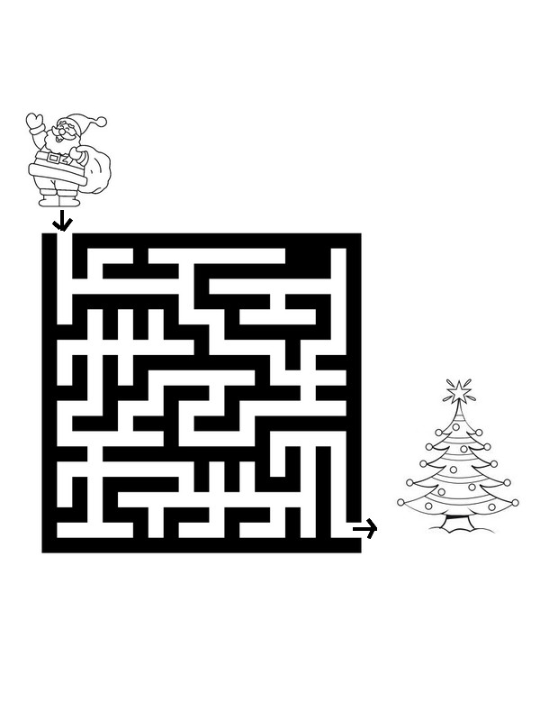 Coloriage Labyrinthe Noël 1 - Jeux à imprimer à imprimer