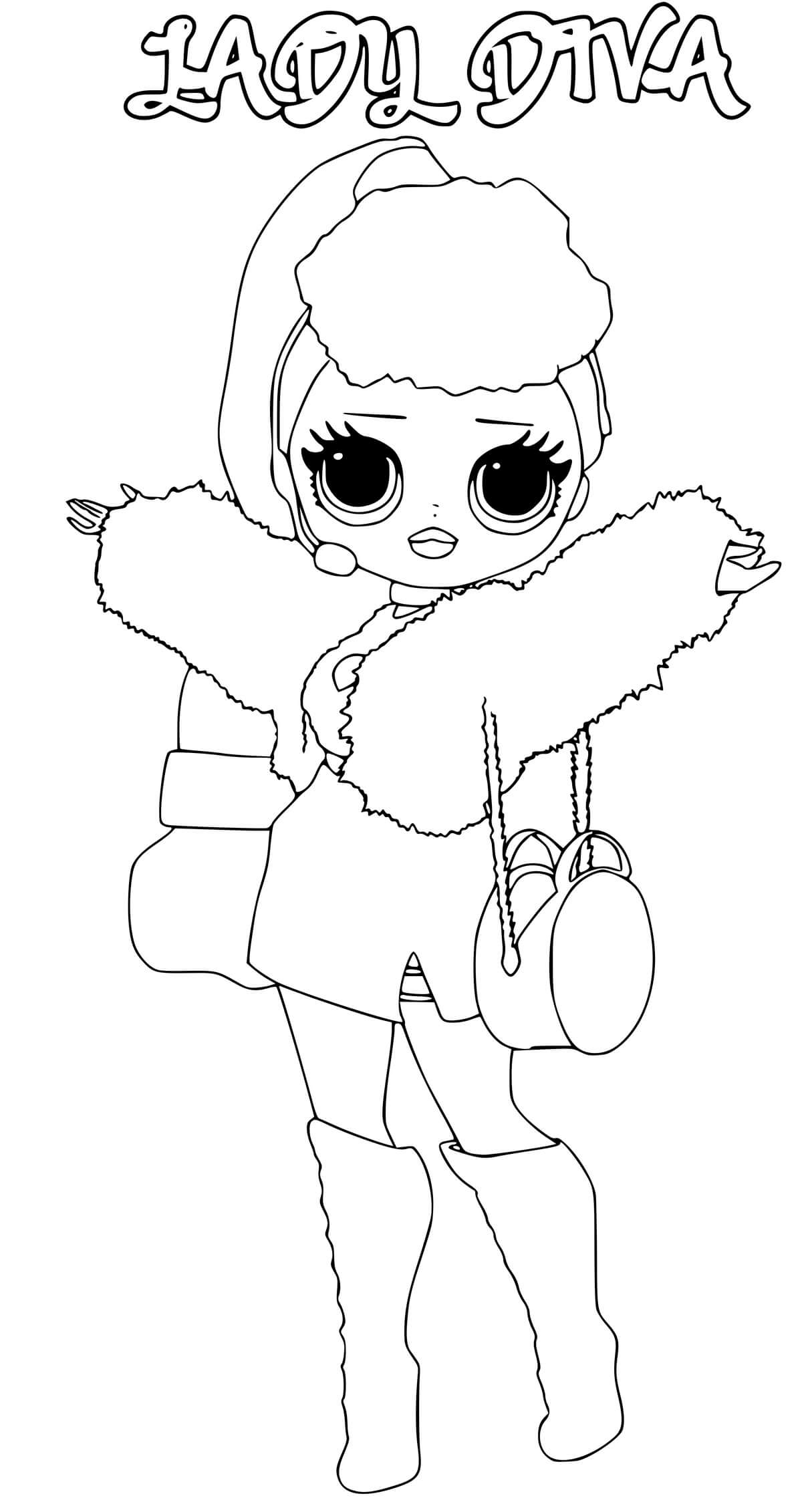 Coloriage Lady Diva Lol Omg - Poupée LOL Surprise Hair Goals à imprimer