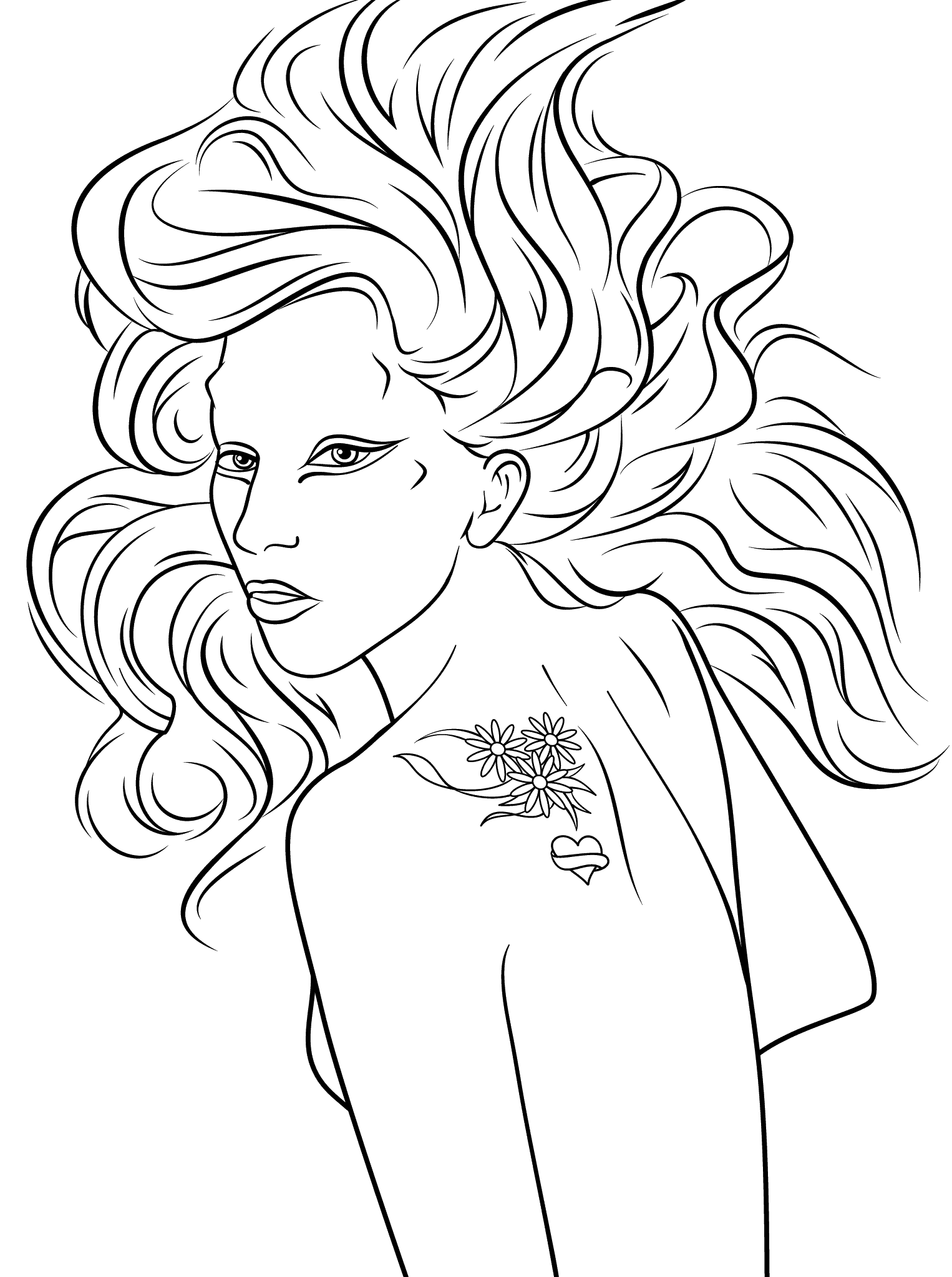 Coloriage Lady Gaga Célébrité Star - Fille ado à imprimer