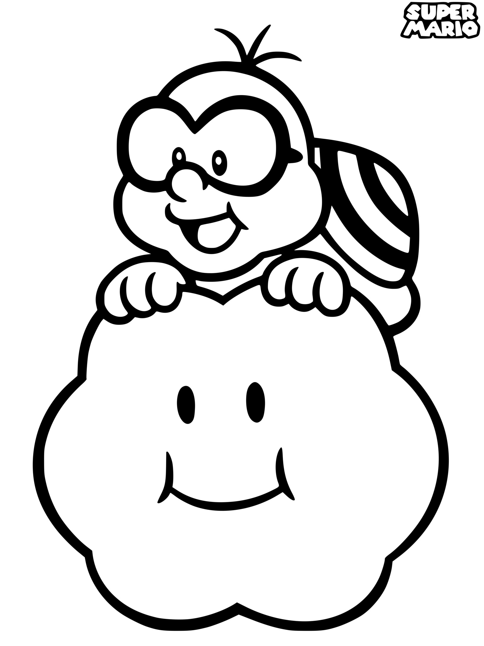 Coloriage Lakitu Super Mario - Mario à imprimer