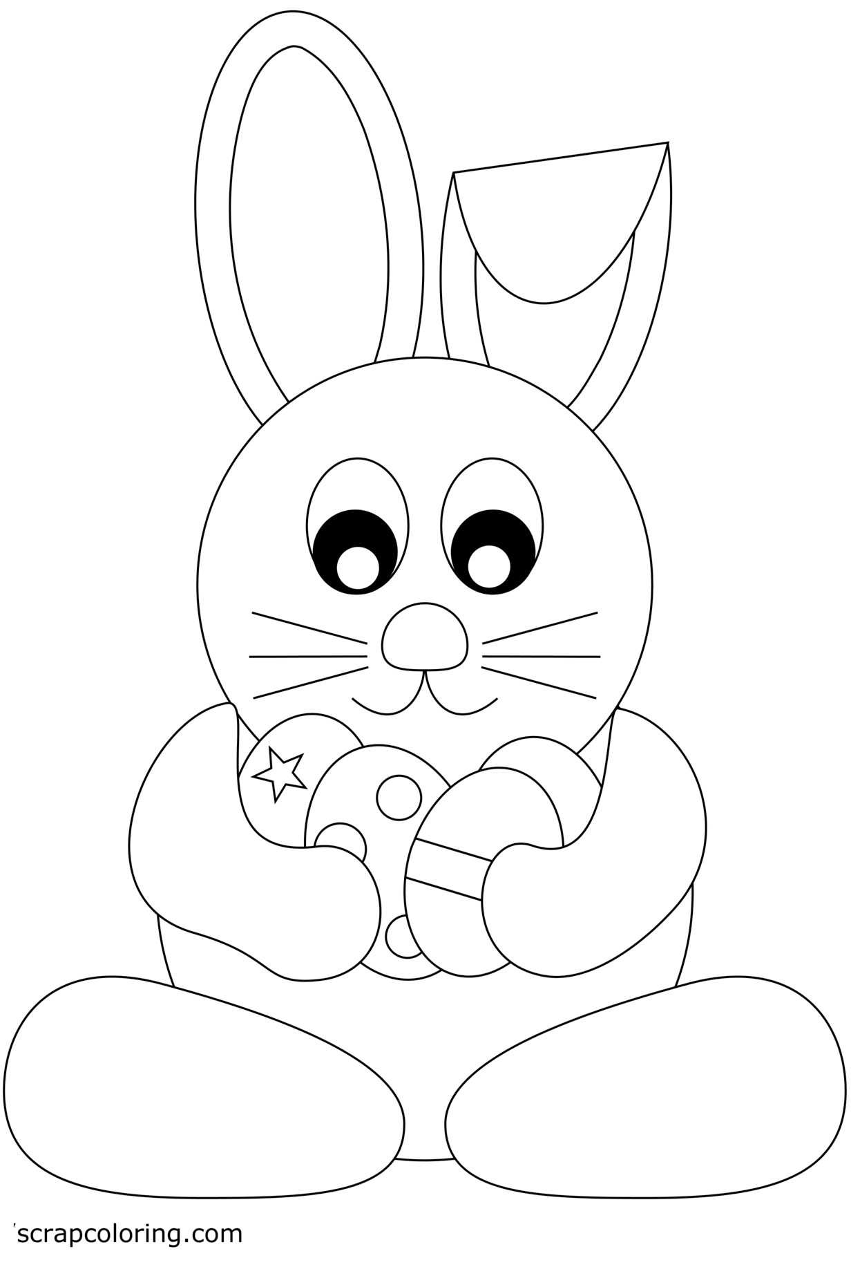 Coloriage Lapin Avec Œufs Facile - Pâques facile à imprimer