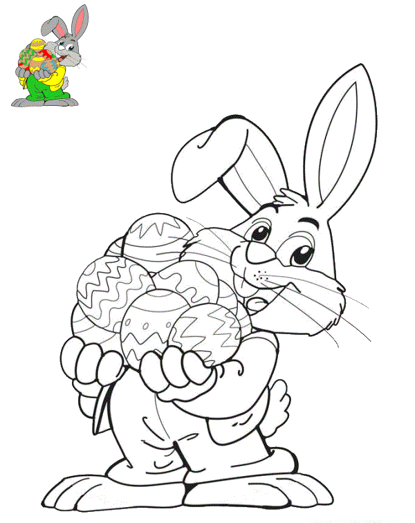 Coloriage Lapin Bugs Bunny Gris Blanc - Lapin de Pâques à imprimer