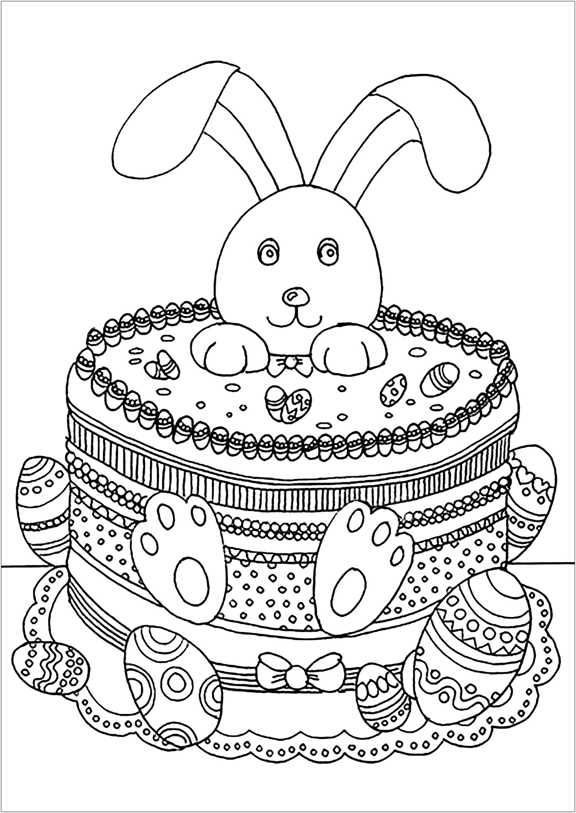 Coloriage Lapin De Pâques Adulte - Pâques adulte à imprimer