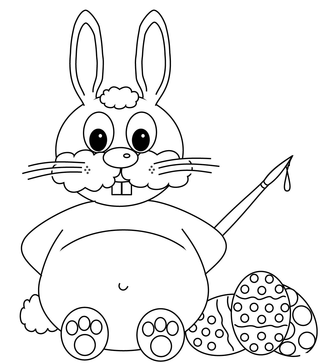 Coloriage Lapin De Pâques Avec Des Œufs De Pâques Pour Peinturer - Lapin à imprimer