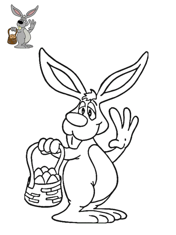 Coloriage Lapin De Pâques Fait Un Salut - Lapin de Pâques à imprimer