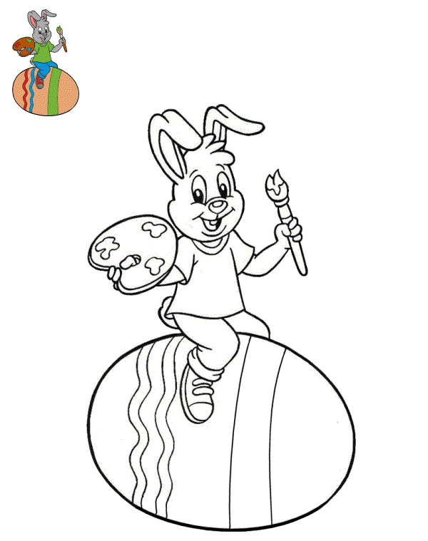 Coloriage Lapin De Pâques Sur Un Œuf - Lapin de Pâques à imprimer