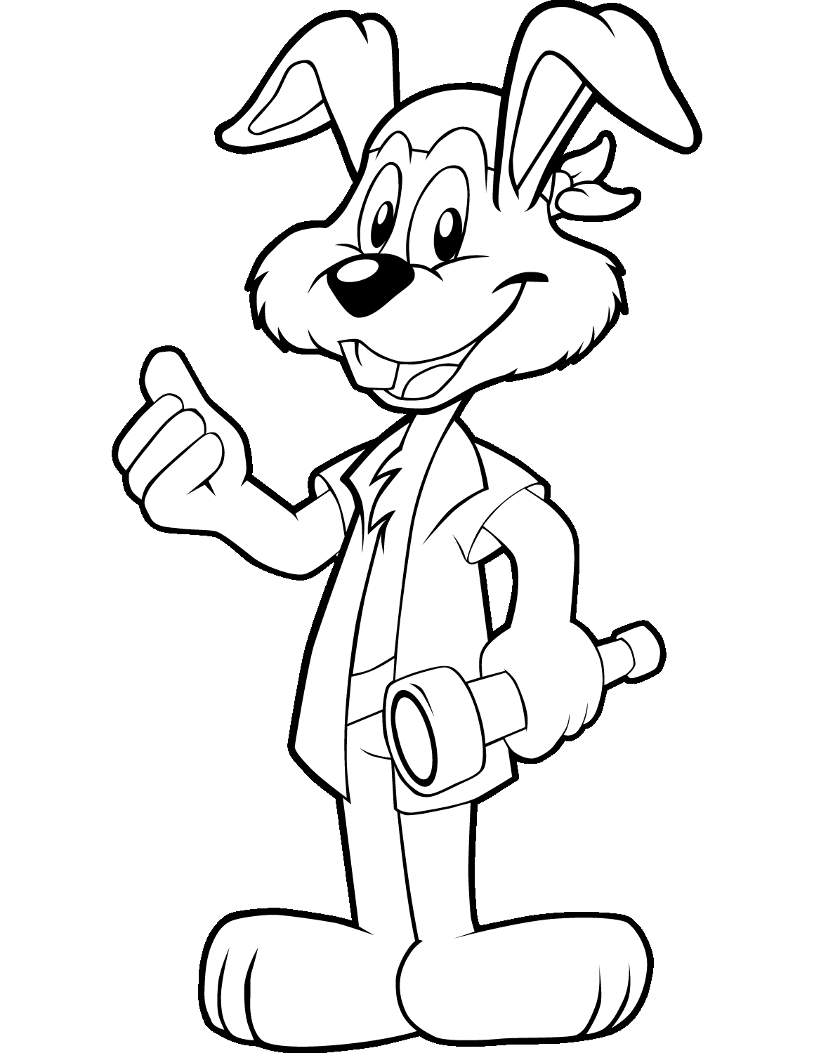 Coloriage Lapin Dessin Anime Cartoon Fait Le Pousse - Lapin à imprimer