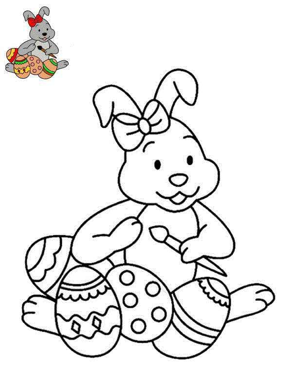 Coloriage Lapin Et Œufs De Pâques Maternelle - Lapin de Pâques à imprimer