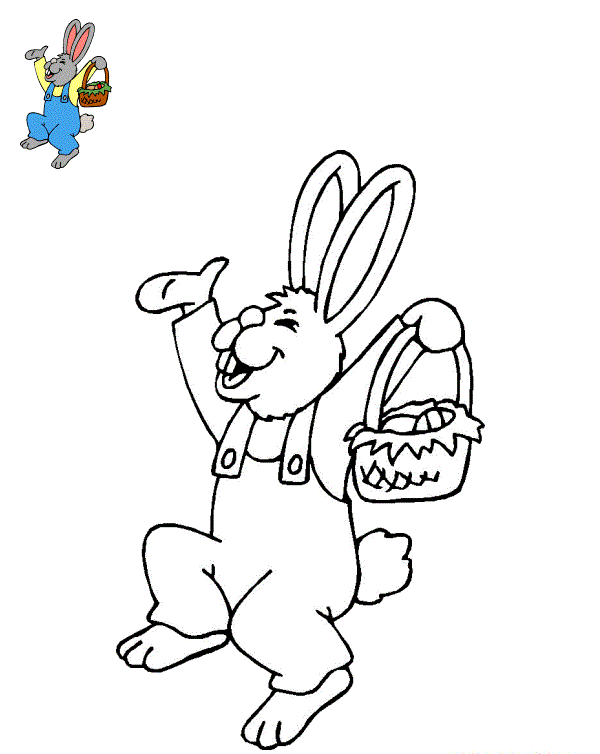 Coloriage Lapin Heureux Qui Fait Le Saut - Lapin de Pâques à imprimer