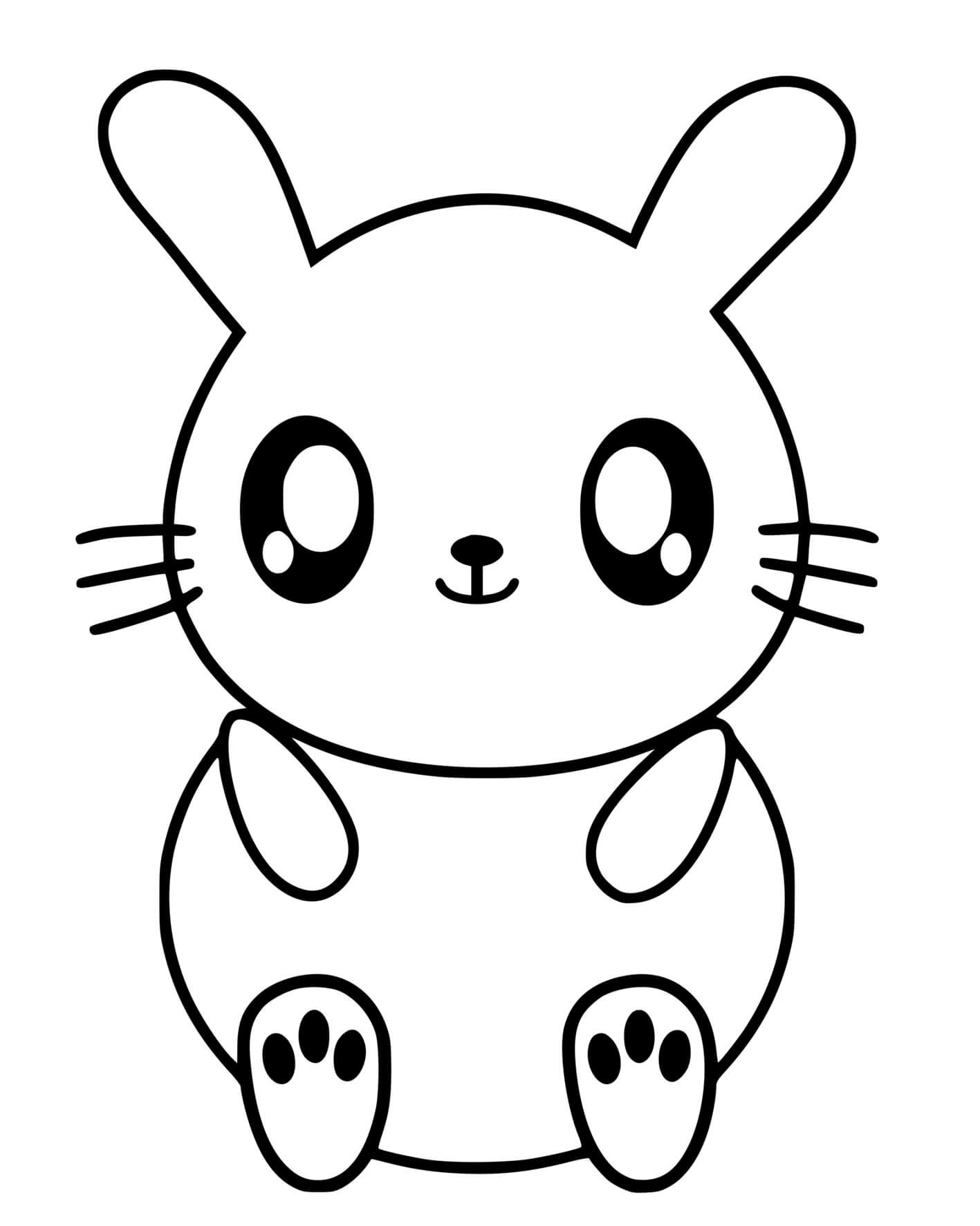 Coloriage Lapin Kawaii Aime Les Carottes - Lapin à imprimer