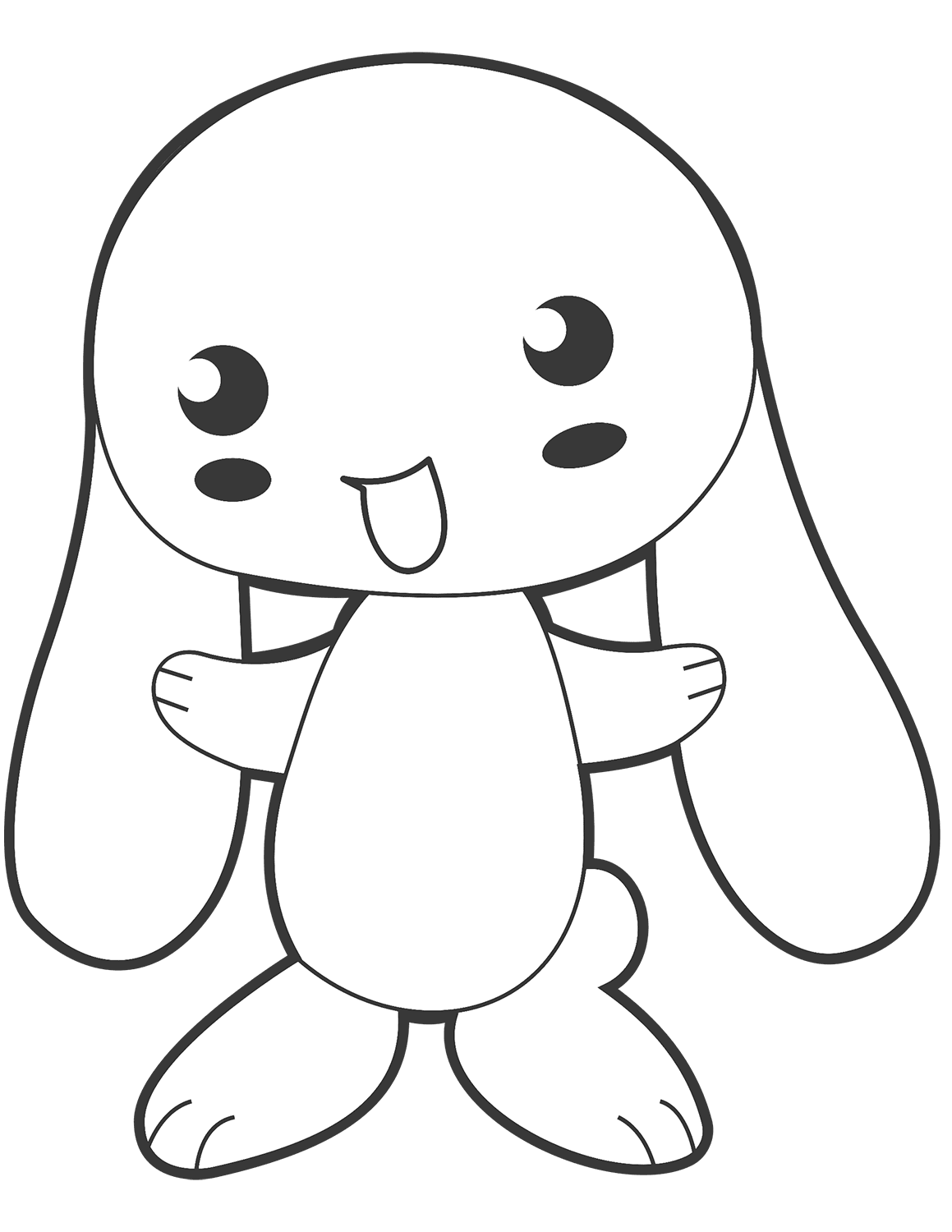 Coloriage Lapin Kawaii Joyeux - Lapin à imprimer