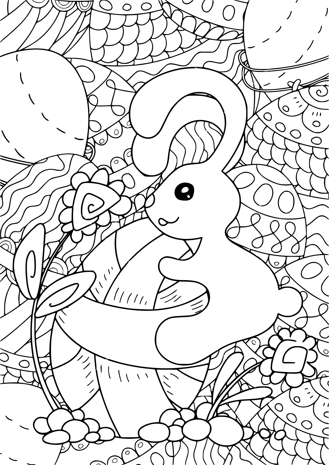 Coloriage Lapin Pâques Pour Adulte Et Enfants Antistress - Pâques à imprimer