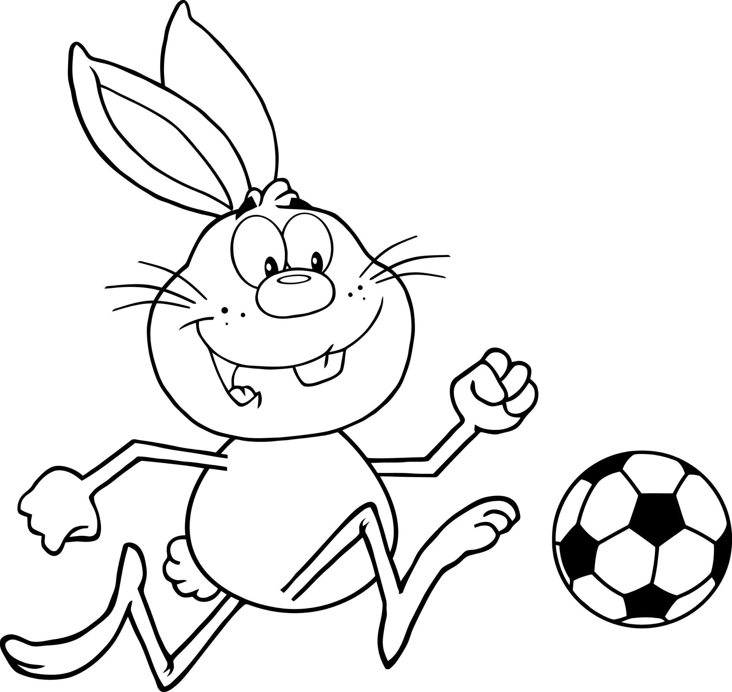 Coloriage Lapin Qui Joue Au Foot - Foot à imprimer