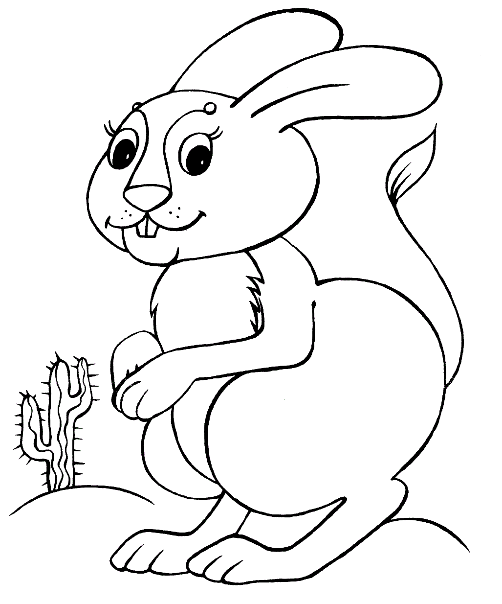Coloriage Lapina En Plein Desert Du Sahara - Lapin à imprimer