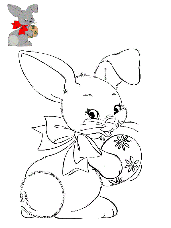 Coloriage Lapine Avec Œuf De Pâques - Lapin de Pâques à imprimer