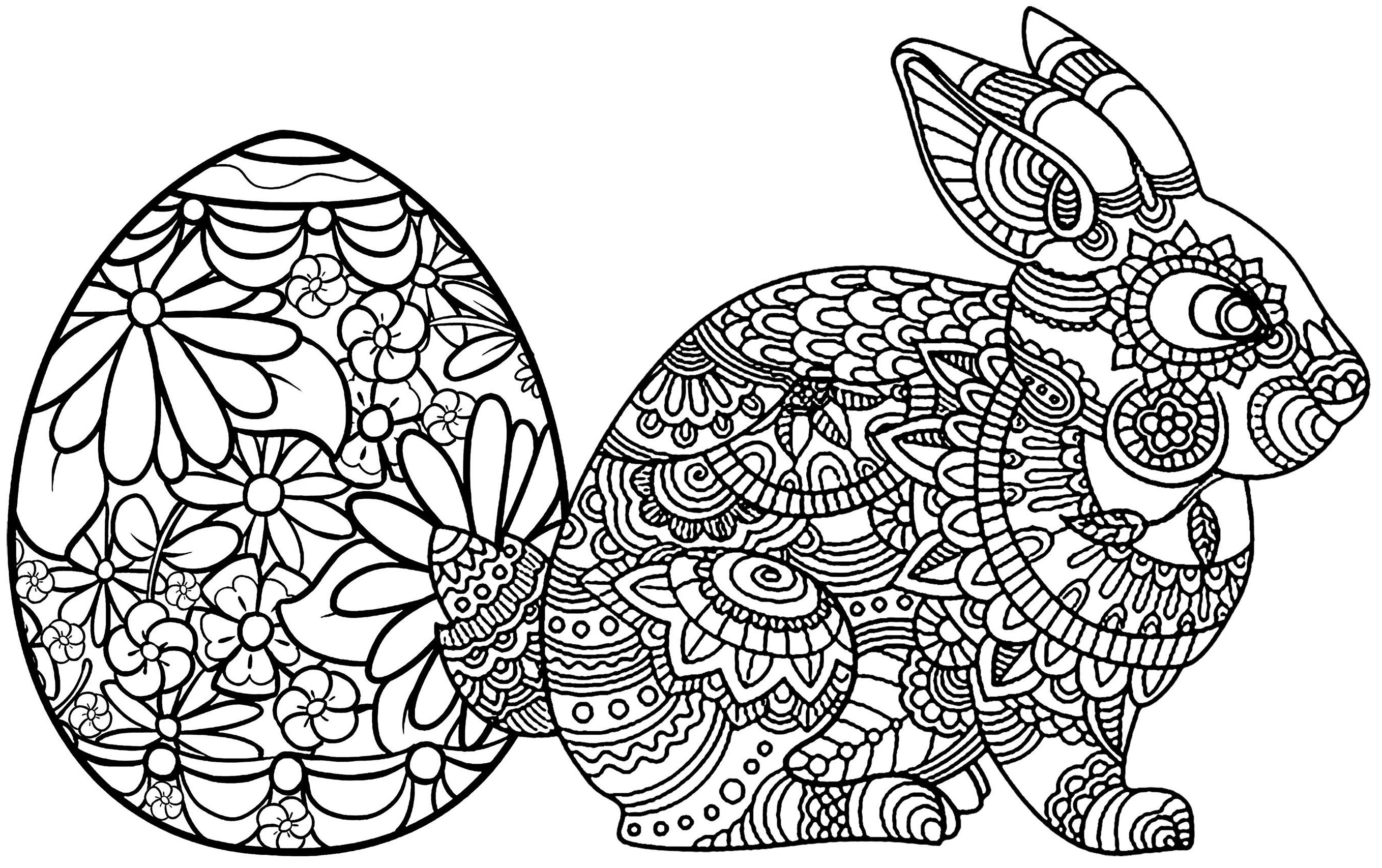 Coloriage Lapni Pâques Mandala - Lapin à imprimer